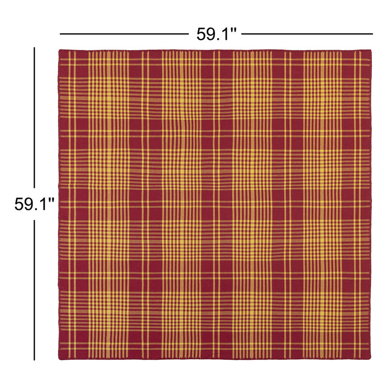 Trattoria Plaid Tablecloth, Yellow/Red, 59.1" Square