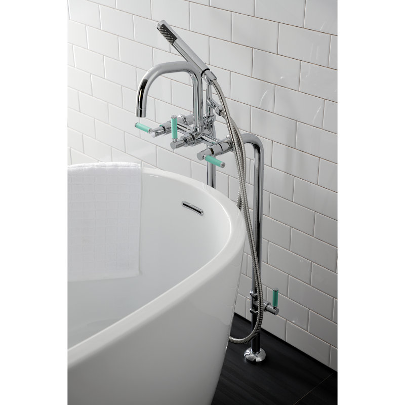 Kingston Brass Concord Freestanding Tub Faucet with Supply Line and Stop Valve, Polished Chrome