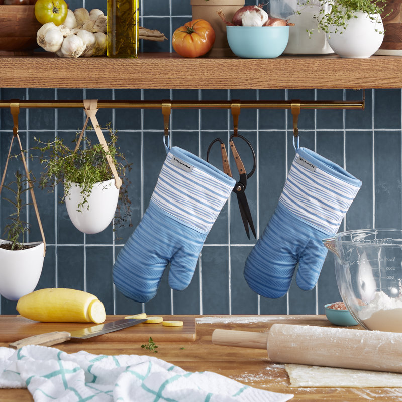 KitchenAid Albany Oven Mitt 2-Pack Set, Blue Velvet