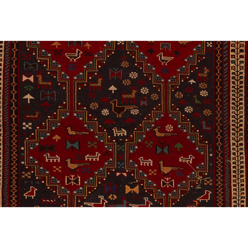 Hand Knotted Wool Area Rug in Red