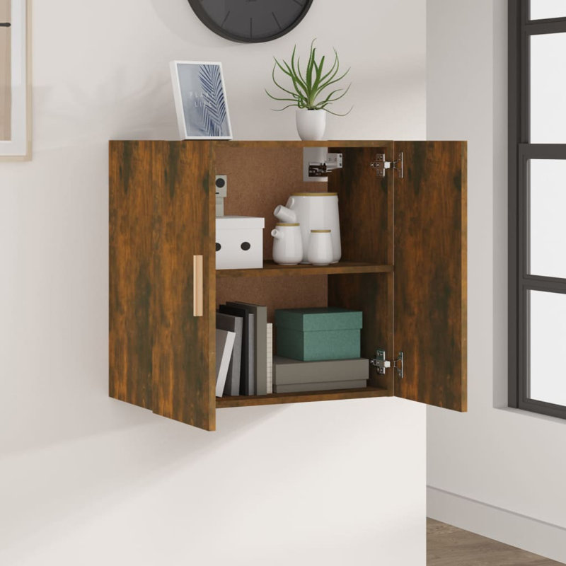 17 Stories Wall Cabinet  60X30x60 Cm Engineered Wood, Brown