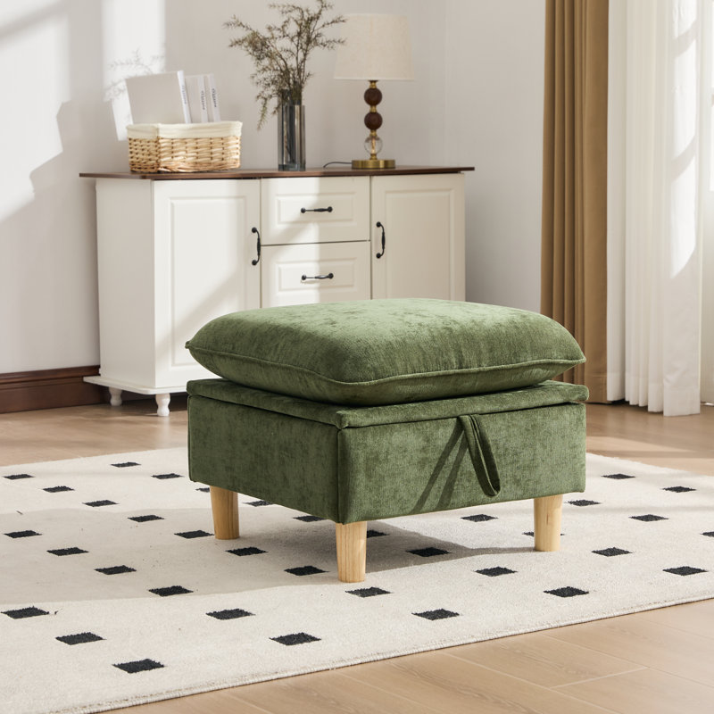 Modular Sectional Sofa Ottoman with Storage - Premium Chenille Fabric Square Footrest with Large Hidden Storage, Pet-Friendly Ottomans for the Living Room and Bedroom