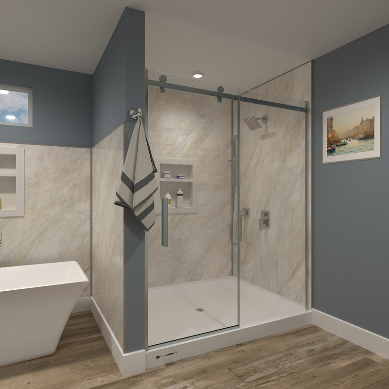 48x60 - Center Drain - Single Threshold - Acrylic Shower Base