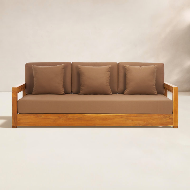 Montford Teak Patio Sofa with Cushions, Brown Melrose
