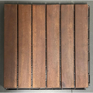 Carreaux de terrasse emboîtables à 6 lattes Arrowstone, bois d'acacia 12 po x 12 po, paquet de 10 planchers de patio pour le balcon, le jardin et l'extérieur (Ensemble de 10)