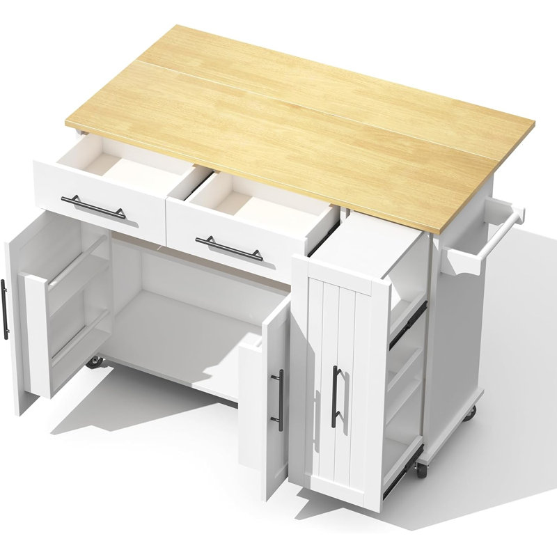 120 cm W Kitchen Island with Top, White