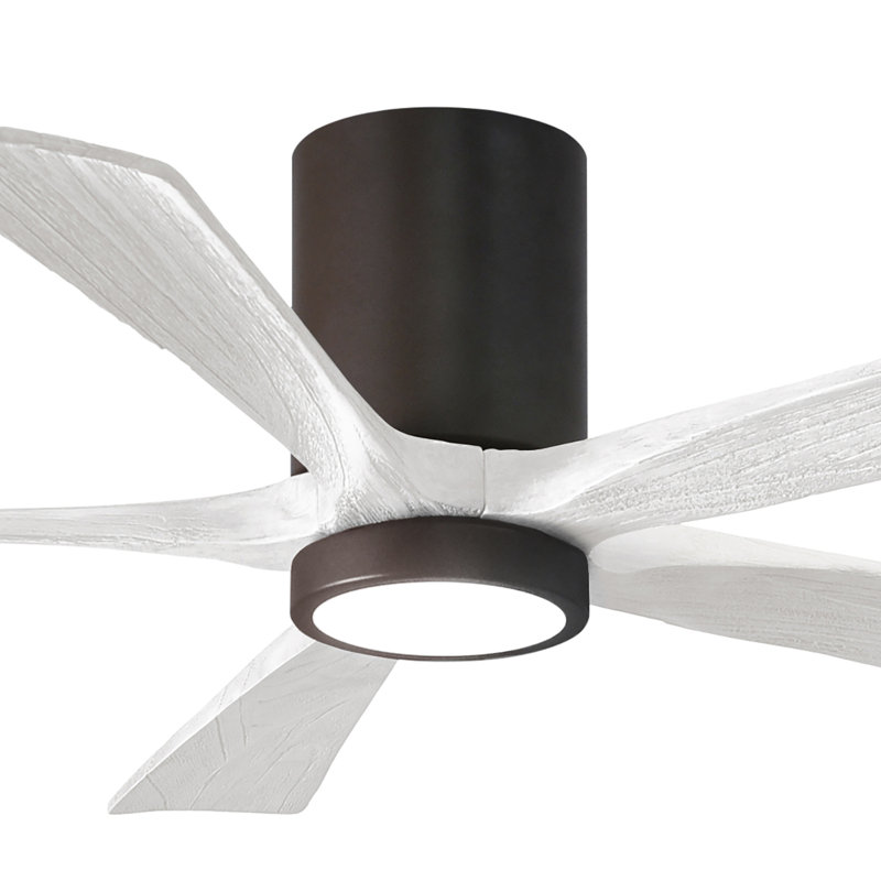 Ventilateur de plafond à 5 pales DEL avec ensemble d'éclairage inclus Irene, Bronze texturé, 52", Blanc mat