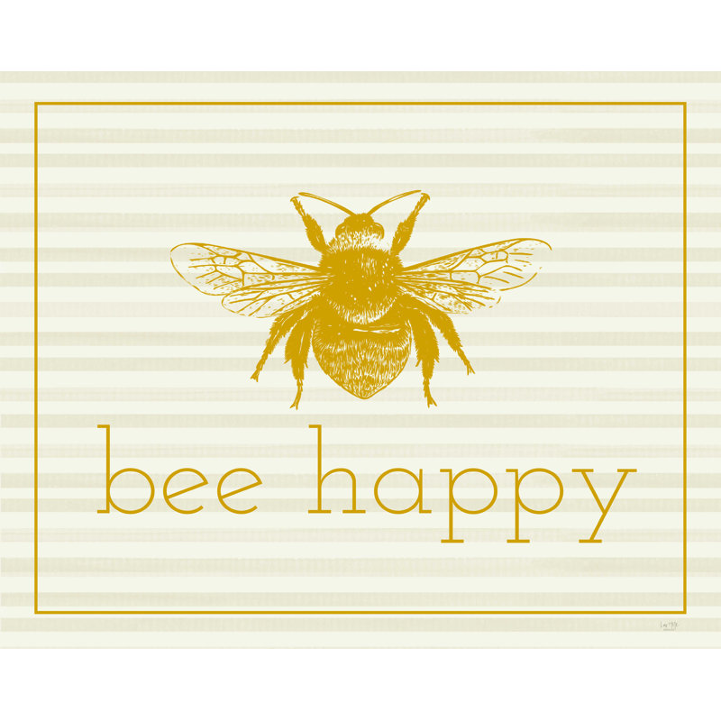 «Bee Happy», reproduction sur toile tendue, L 40 po x H 30 po