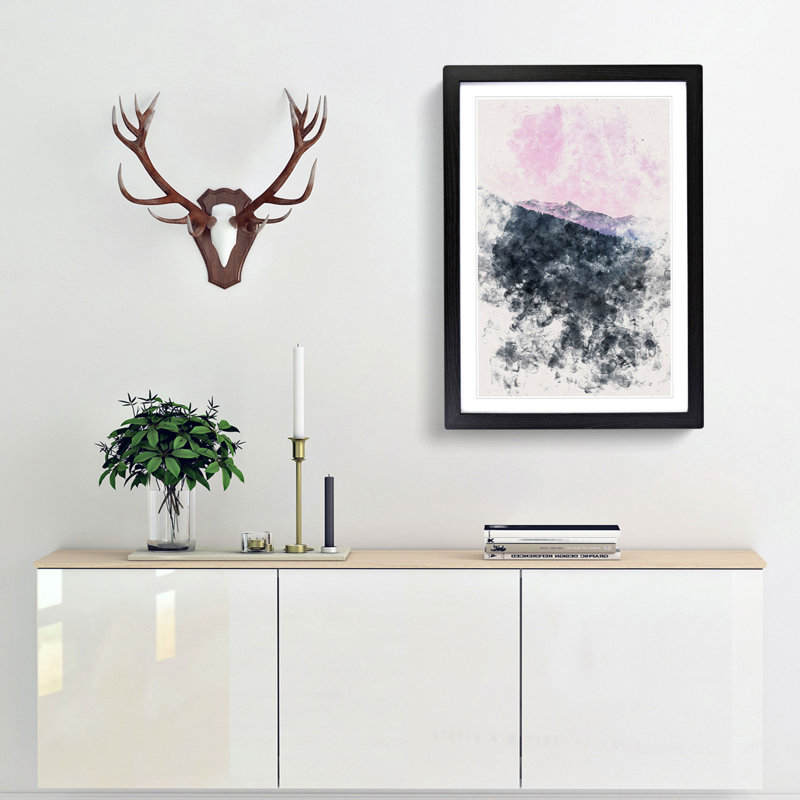 Purple Sunset - Picture Frame Painting Print, 33cm H x 24cm W x 2cm D, Black Framed