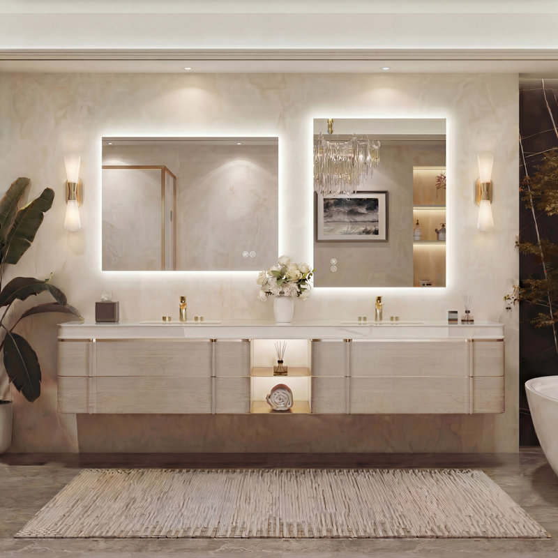 Miroir de salle de bain à DEL rétroéclairé sans cadre certifié Lunara UL, 36 po x 28 po