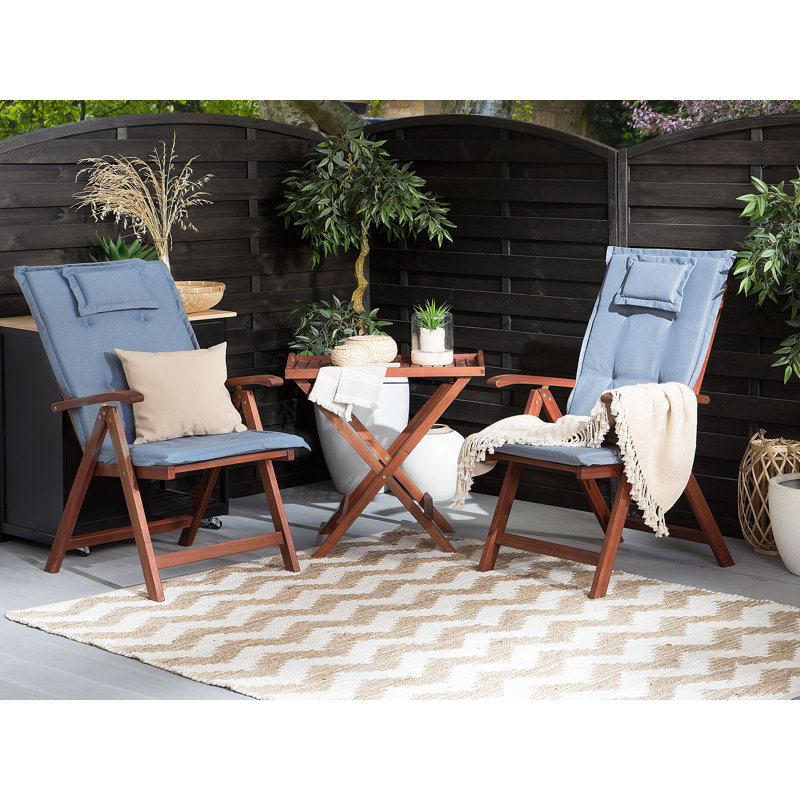Khanna 2 - Person Acacia Wood Patio Dining Set with Rectangular Table , Cushions Included