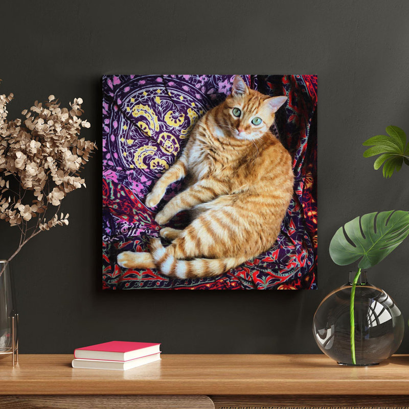 «Orange Tabby Cat», reproduction d'art graphique carré sur toile tendue, H 32 po x l 32 po x P 2 po