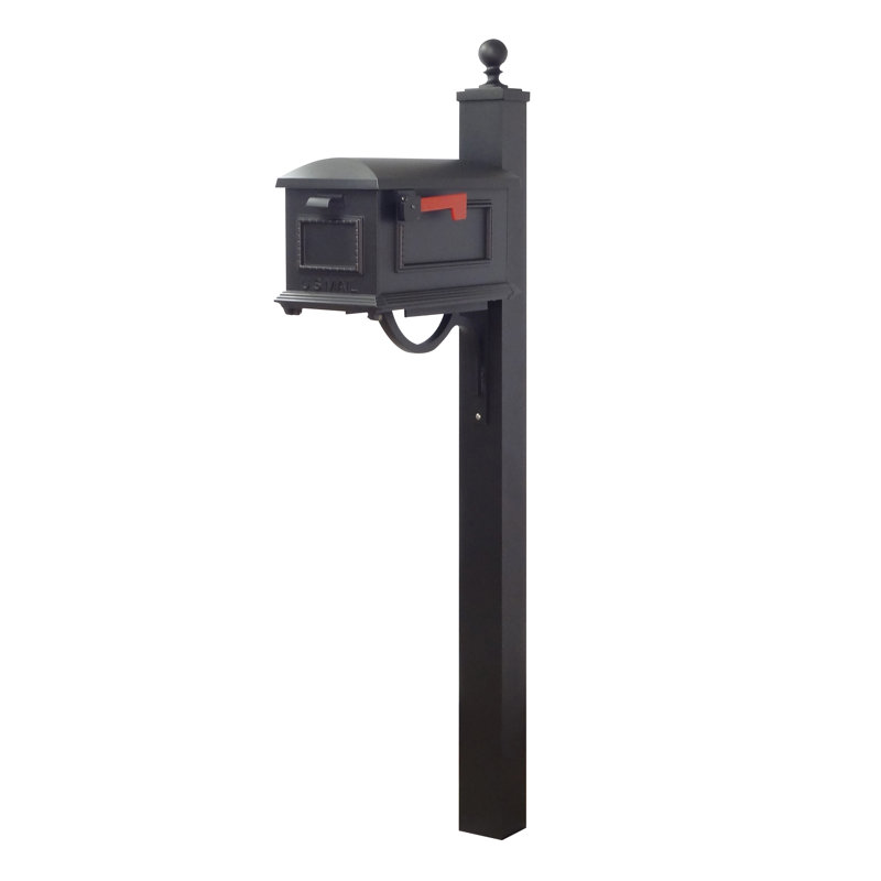 Boîte aux lettres trottoir traditionnelle avec poteau inclus, Noir