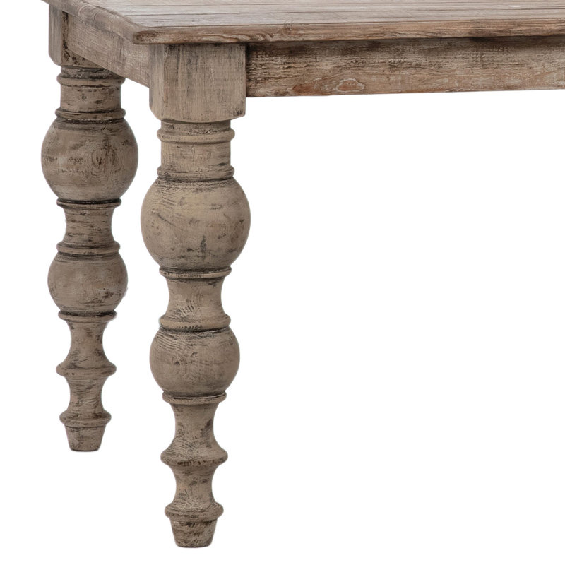 Merak 84-Inch Rectangular Reclaimed Pine Dining Table With Carved Four Poster Legs Finished In An Antique Seal