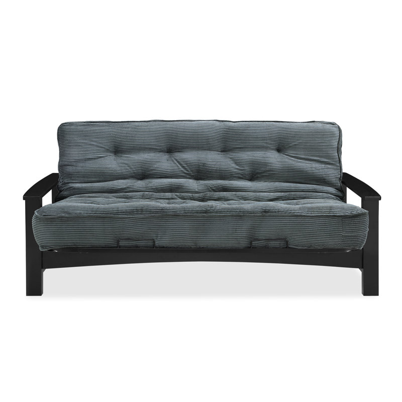 Futon et matelas Mccalla, Velours côtelé couleur vert forêt