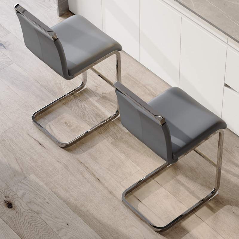 Tabouret de comptoir rembourré Mikale, 2, Gris