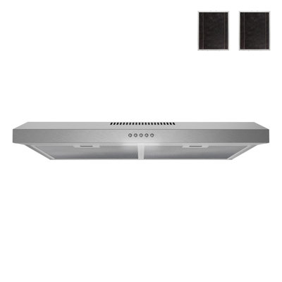 Streamline 30 In. T-2845-1-CL Ausa Convertible Undermount 80 CFM Range Hood In Brushed Stainless Steel With Mesh Filters, Push Button Control, LED Light
