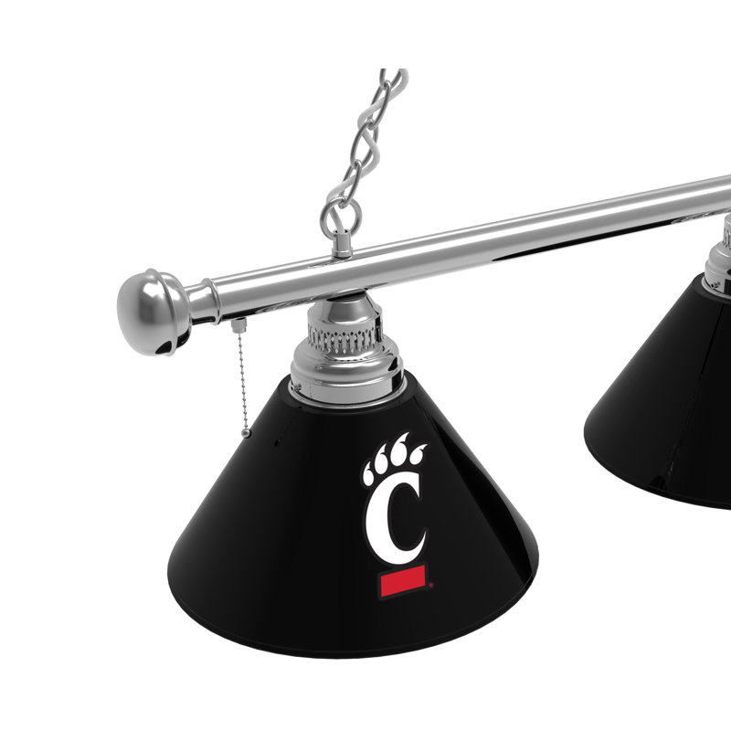3 - Light Pool Table Lights Pendant, Chrome, Cincinnati Bearcats