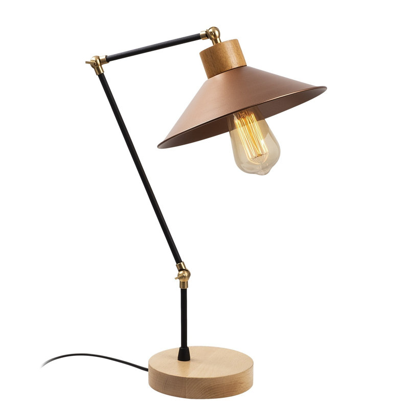 Stylish Scandinavian Table Lamp, Metal Body with Wooden Base, 9.4 in Diameter x 20.5 in Height | E27 Socket, Max 40W | 78.7 in Cable Length, IP20 Rated | Perfect for Modern Living Rooms, Bedrooms & Home Offices, Elegant Solid Color Design