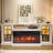 Farmhouse TV Stand with 36" Electric Fireplace and Glass Cabinet-1051040449-1036972831