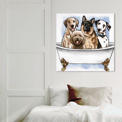 «Bath and Laundry Big Pups in The Tub», impression sur toile