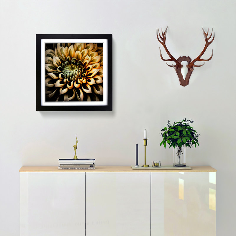 Chrysanthemum Abstract Art No.1 - Framed Print, Black