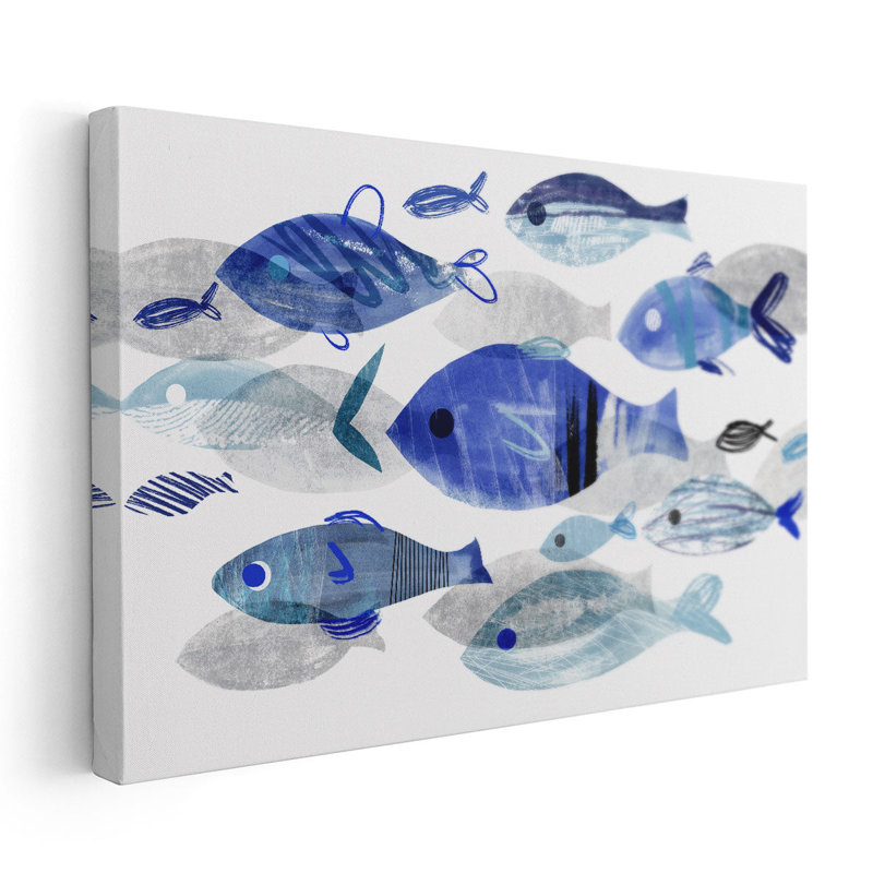 Fish Parade II - reproduction d'art sur toile, H 20 po x l 30 po