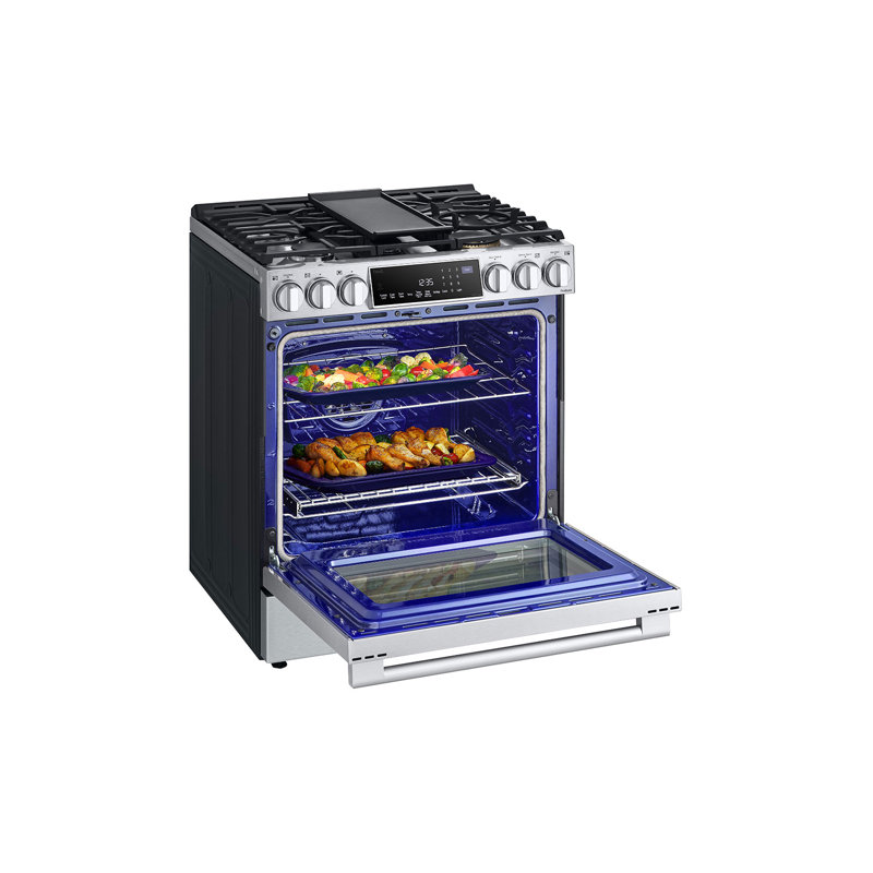 30" 6.3 cu. ft. Smart Slide-in Dual Fuel Range with Convection Oven