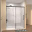 Porte de douche coulissante sans cadre 48 po x 72 po, verre trempé transparent, poignée en acier inoxydable-122662969