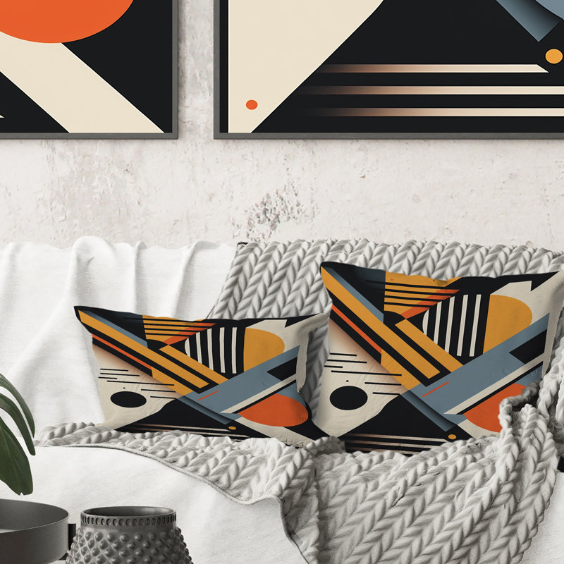 Graphic Retro Compositions I - Coussin décoratif à imprimé géométrique abstrait