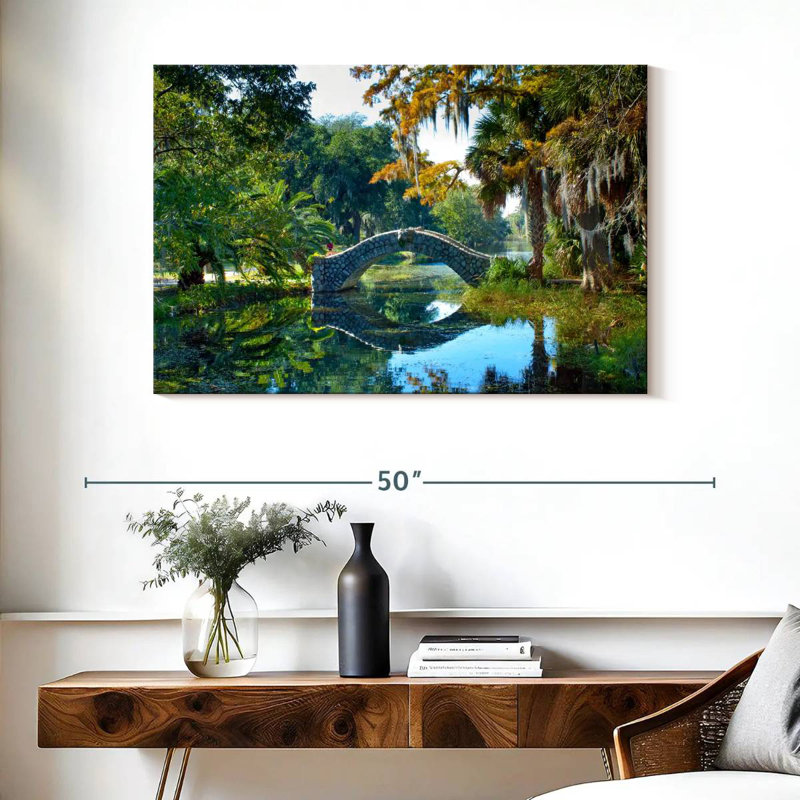Lilie Bridge Over Pond, 26" H x 39" W
