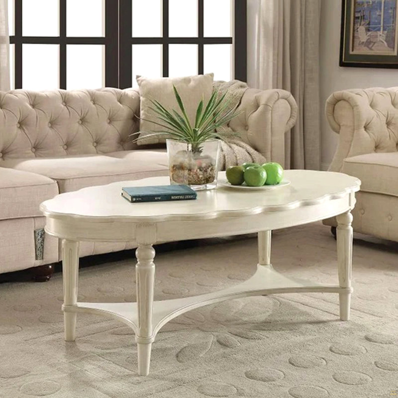 Table basse ovale avec tablette inférieure