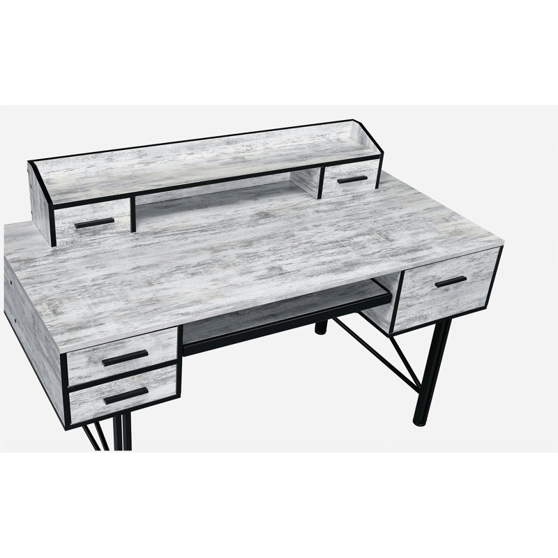 Bureau d'ordinateur à 5 tiroirs rétro noir et blanc