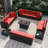 15-Piece 12-Person PE Rattan Outdoor Conversation Set with Fire Pit -790116345