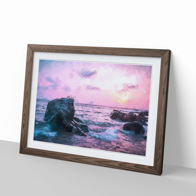 View of the Sunset in India in Abstract - Picture Frame Graphic Art Print, 35cm H x 50cm W x 2cm D, Walnut