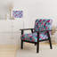Fauteuil d'appoint rembourré à motifs géométriques bleu et rouge