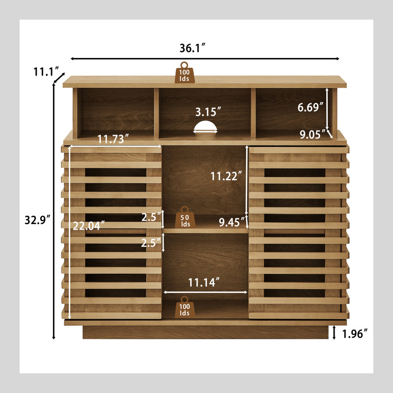 Buffet 36 "avec rangement, Natural Wood