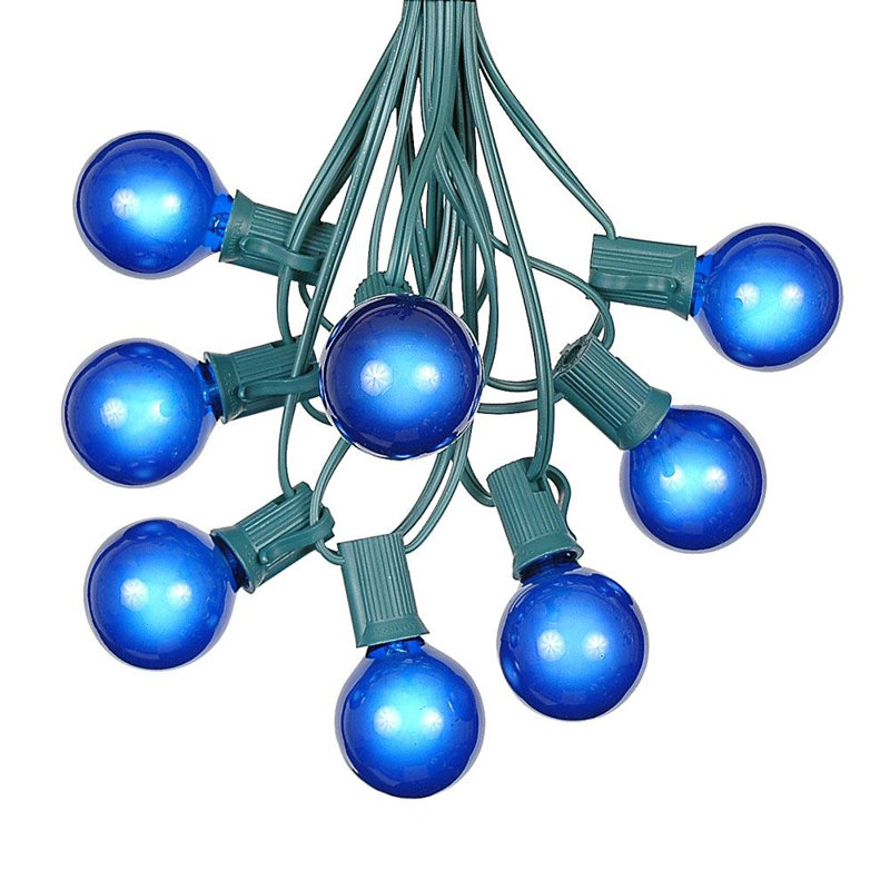 25 Feet Clear Globe Outdoor Incandescent String Lights with Green Wire