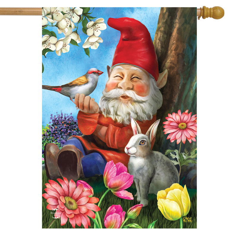Garden Gnome Spring House Flag