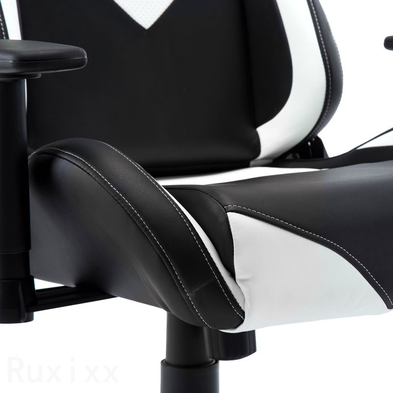 Fauteuil de jeu blanc PC Office, Blanc/Noir