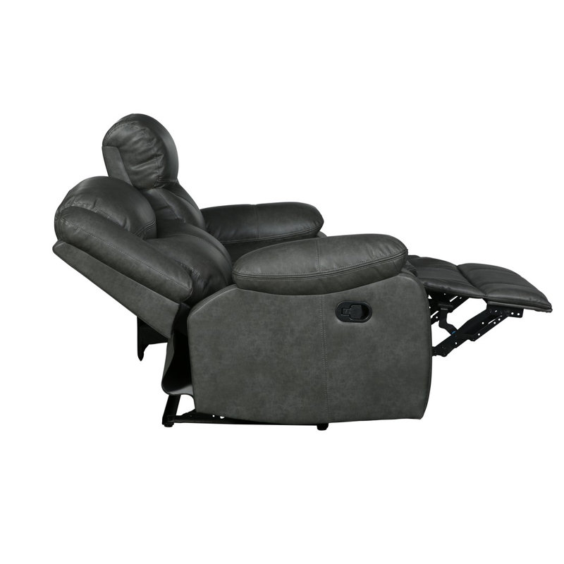 Apollonie 64'' Faux Leather Reclining Loveseat, Gray Faux Leather