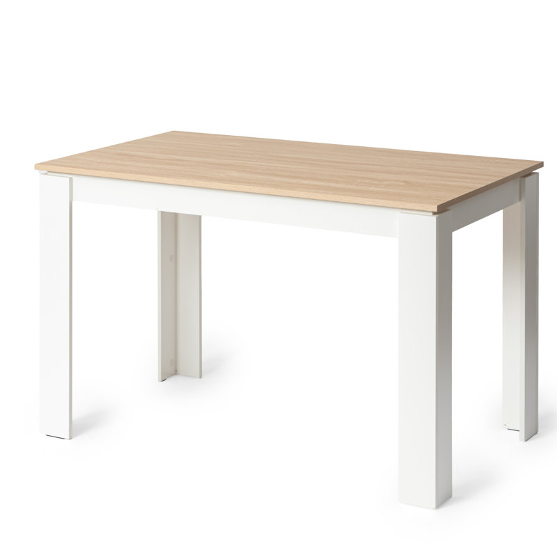 Elegant Rectangle Dining Table, Sturdy Kitchen Table, White, 29.50”H x 47.20”L x 27.60”W, Oak