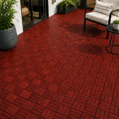 12'' L x 12'' W Solid Wood Interlocking Deck Tile