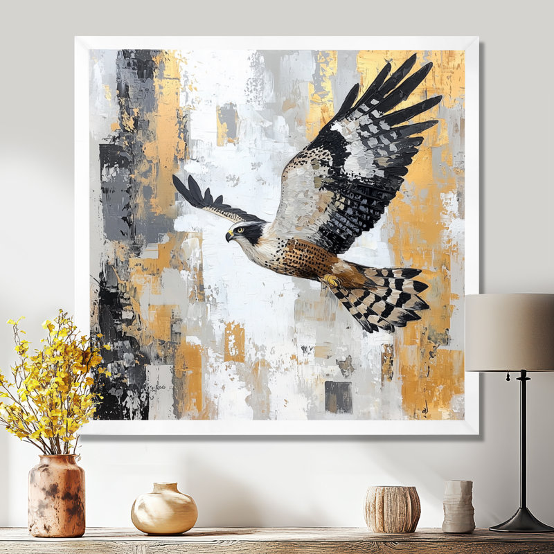 Hawk Soaring Over The Mountains II - Hawk, impression d'art mural, H 36 po x l 36 po, Blanc
