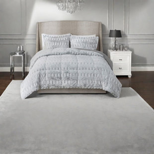 Ensembles de literie luxueux en fausse fourrure grise, polyester de première qualité, idéal pour la maison