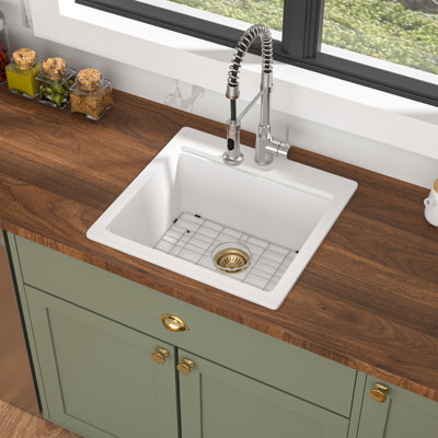 Évier de cuisine à quartz à cuve simple encastrable avec accessoires Quartz Workstation