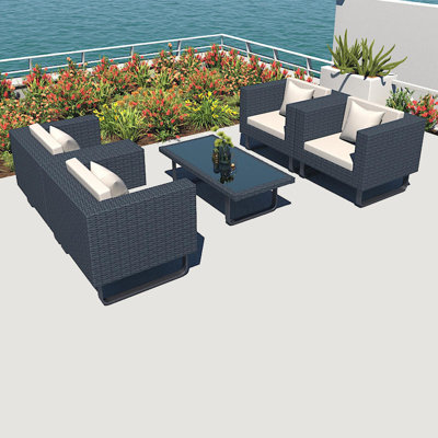 Furquhart Wicker 4 - Person Patio Conversation Set with Cushions