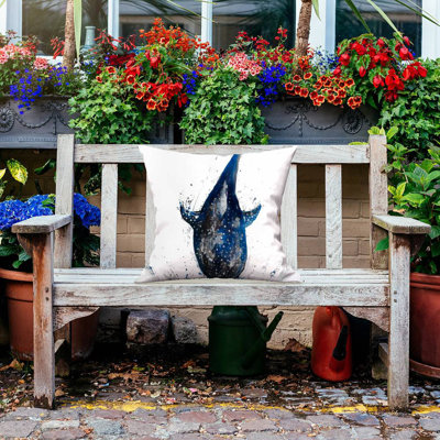 Shark Whale Outdoor Throw Pillow | Blue Animal – Outdoor Throw Pillow with Insert, Weather-Resistant