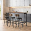 Ensemble de table de bar rectangulaire en bois brun avec 3 tabourets rembourrés, ensemble de salle à manger industriel pour la cuisine ou le salon, 63 pouces de long