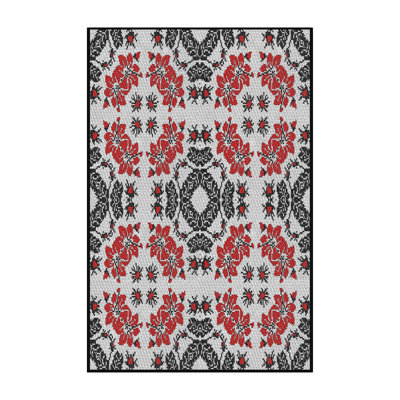 Tapis rouge/noir tissé à la machine